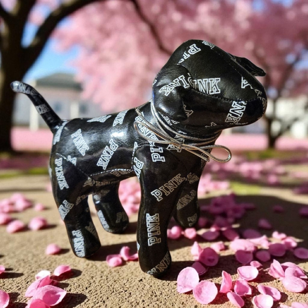 Victoria Secret VS PINK Vinyl Dog Puppy Black White Logo Collector's